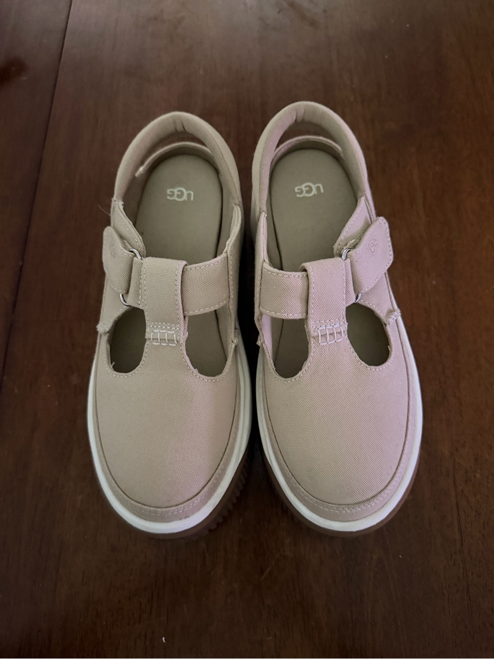 UGG Women's Tan Canvas Platform Mary Jane Slingback - Picture 13 of 14